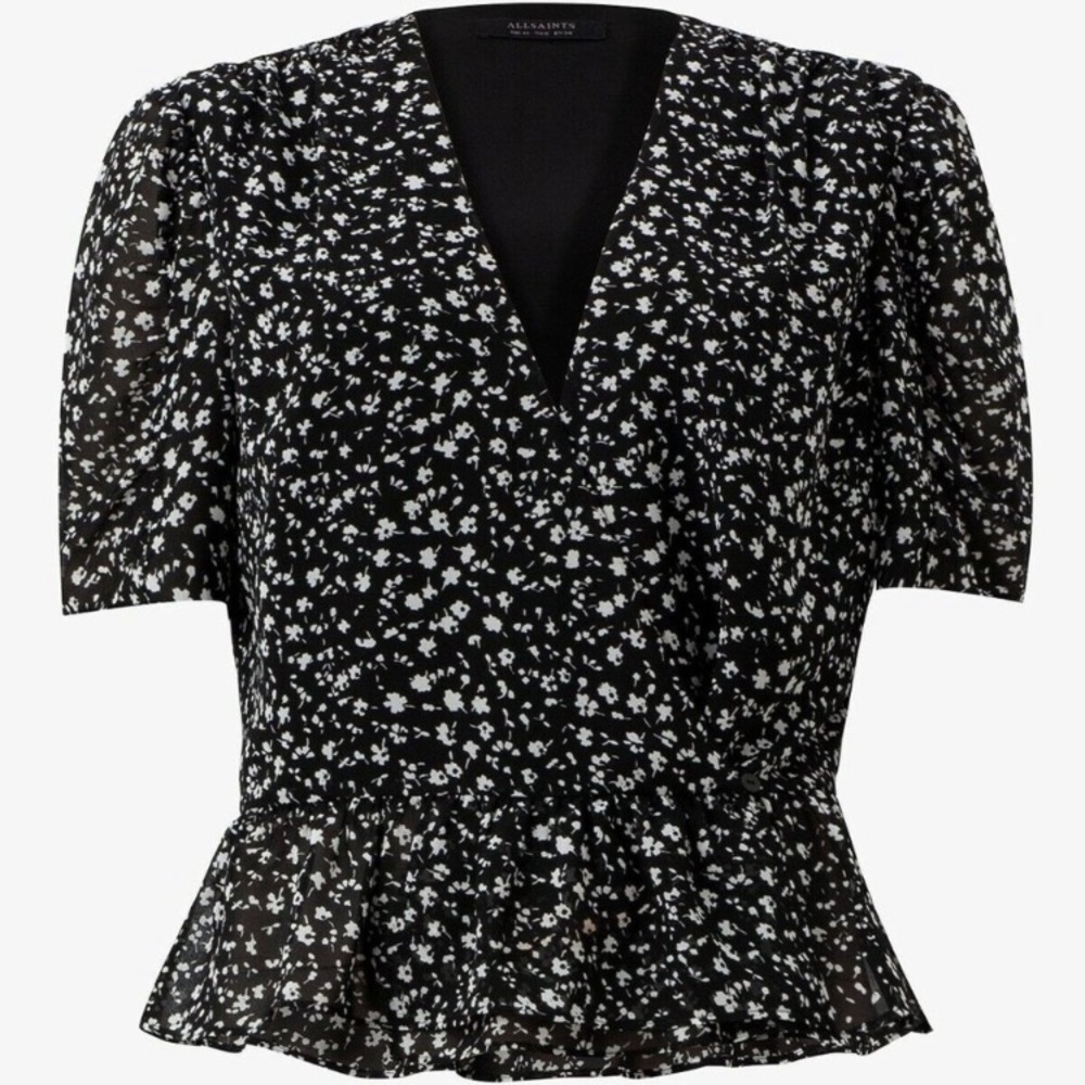 NWT AllSaints Ilia Pippa peplum top. Uk 12/US 8. - Picture 2 of 7
